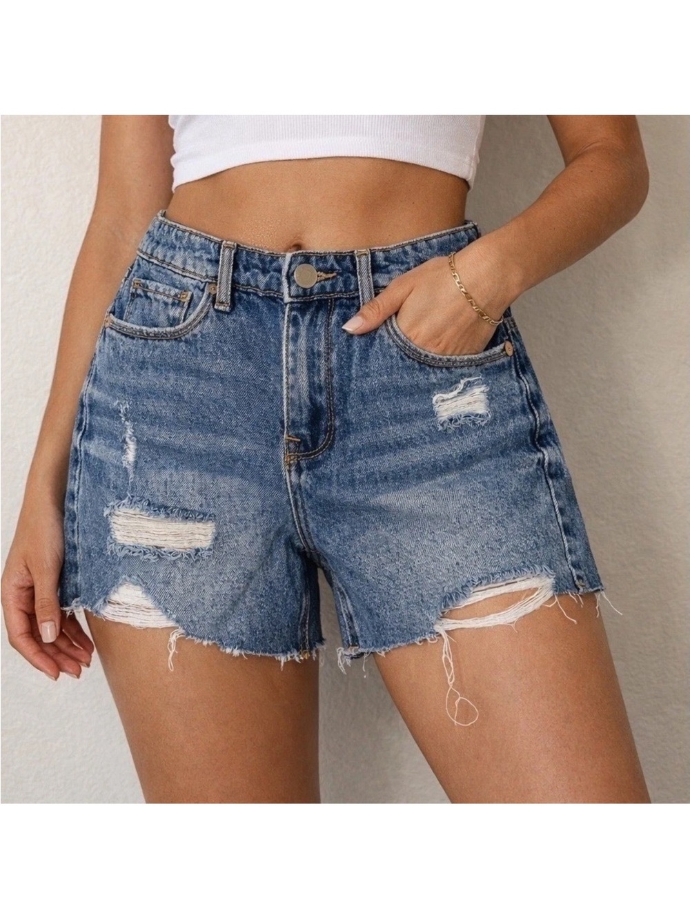 Blank NYC By Anthro:Denim Distressed Shorts|med Wash|NWT